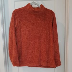 L.L. Bean Women's Warm Orange Turtleneck Fleece Sweater Small